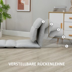 HOMCOM Krzesło podłogowe z regulowanym oparciem Sofa podłogowa Jasnoszare