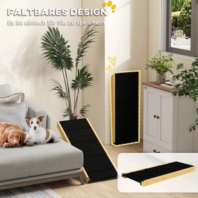 PawHut Rampa dla Zwierząt, Regulowana, 4-stopniowa, Antypoślizgowa, Składana, Drewno Sosnowe, dla Psów do 15 kg