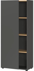 Antracytowy regał w dekorze dębu 61x145x34 cm Adrano – Germania