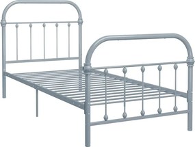 Szare metalowe łózko pojedyncze 90x200 cm N9-Z76