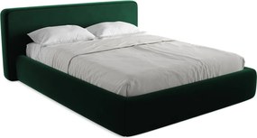 Łóżko 200 x 225 - z weluru - butelkowa zieleń - KIANA