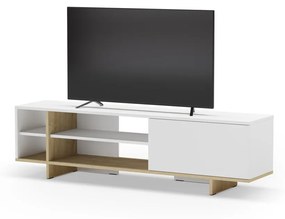 Biała szafka pod TV w dekorze dębu 160x44 cm Cequoia – Marckeric