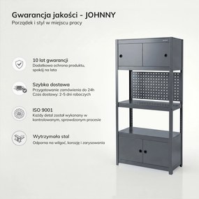 Regał metalowy z szafkami antracytowy: JOHNNY, 1800 x 800 x 420 mm