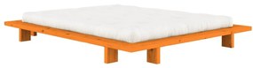 Pomarańczowe łóżko dwuosobowe z litego drewna sosnowego bez zagłówka ze stelażem 160x200 cm Japan – Karup Design