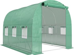 Outsunny Szklarnia ok. 2,7 x 2 x 2 m tunel foliowy z półkami, rolowane drzwi na zamek błyskawiczny, 6 okien siatkowych, wsporniki | Aosom PL
