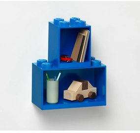 Zestaw 2 dziecięcych niebieskich półek ściennych LEGO® Brick