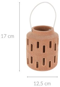 Lampion na świecę, metalowy uchwyt, 12,5 x 17 cm