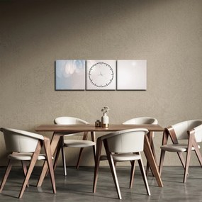 Obraz - Zaśnieżone kwiaty (z zegarem) (90x30 cm)