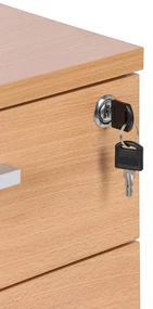 Kontenerek biurowy mobilny na teczki zawieszane PRIMO WOOD, 3 szuflady, buk