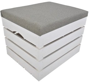 Pufa kufer skrzynia drewniana sosnowa siedzisko 50cm malowana biała