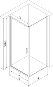 Mexen Exo kabina prysznicowa uchylna 70 x 70 cm, transparent, czarna - 817-070-070-70-00