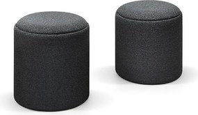 Zestaw 2 puf z szarej tkaniny i drewna, z możliwością przekształcenia w stolik kawowy - BERGEN