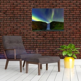 Obraz na szkle - Zorza polarna na Islandii (70x50 cm)