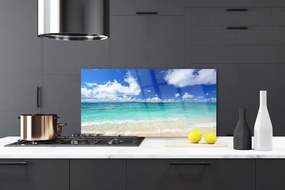 Szkło do Kuchni na Ścianę Złoty Brzeg Morza