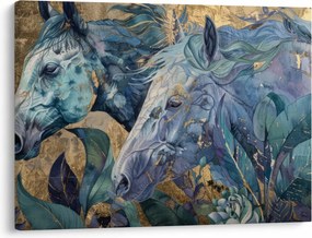 Obraz - Konie na złotym tle (70x50 cm)
