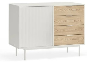 Biało-naturalna niska komoda w dekorze dębu 108x80 cm Sierra – Teulat