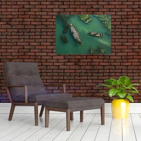 Obraz na szkle - Rybacy na rzece (70x50 cm)