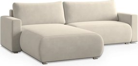 PROMOCJA Kremowa rozkładana sofa narożna MONORA, dwustronna II gatunku