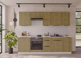 Kuchnia Airi II 260 cm w kolorze dąb cremona / czarny mat lub biały mat z systemem cichego domykania