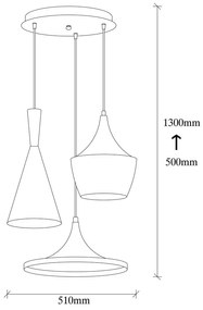 Czarna lampa wisząca z 3 kloszami Opviq lights Elmas