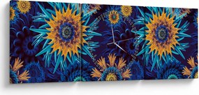 Obraz - kwiaty 3D (z zegarem) (90x30 cm)