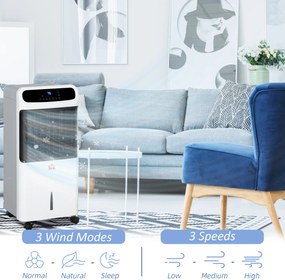 HOMCOM Klimatyzator z chłodzeniem wodnym z pilotem 3 tryby, 3 prędkości, 12-godzinny timer, wyświetlacz LED, 38x35x81 cm Biały | Aosom PL