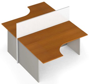 Zestaw parawanów biurowych ze stołem ergonomicznym PRIMO, magnetyczny 2 miejsca, szara/czereśnia