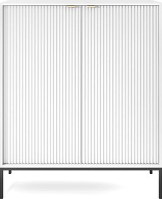 Komoda: 2 drzwi, biała, czarna, 104 x 125 x 39 cm, złote uchwyty