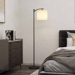 HOMCOM Lampa podłogowa z regulowanymi opcjami świetlnymi, przełącznik nożny, pilot, metal, Czarna