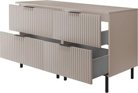 Szafka pod umywalkę, Kaszmir + czarny uchwyt, 120 (2 x 60 cm) x 77 x 46 cm + blat, czarne nogi