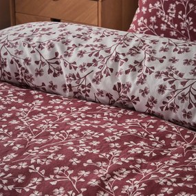 Czerwona flanelowa pościel jednoosobowa 135x200 cm Grace Floral Leaf – Catherine Lansfield