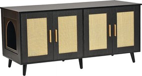 Kuweta SucceBuy dla Kota, Ukryta Drewniana Szafka z 2 Elementami, Czarna, Pasuje do Większości Kuwet