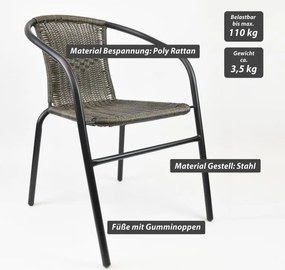 Zestaw 4 składanych krzeseł ogrodowych, ciemnoszarych