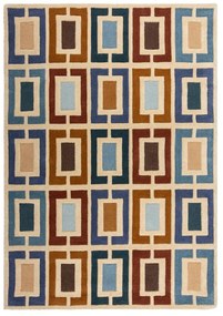 Niebiesko-pomarańczowy wełniany dywan tkany ręcznie 160x230 cm Retro Blocks – Flair Rugs