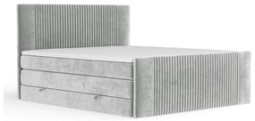 Jasnoszare łóżko kontynentalne ze schowkiem 200x200 cm Bergamo – Maison de Rêve
