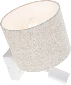 Lampa ścienna biała z lampką do czytania i kloszem w kolorze jasnoszarym 18 cm - Brescia