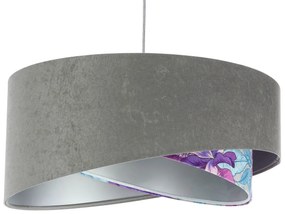 Szaro fioletowa lampa wisząca z weluru L7-S12