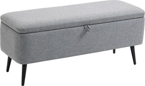 HOMCOM Ławka, Skrzynia, Ławka Tapicerowana, Lniana, do 150kg, 101x38,5x44,5 cm, Szara