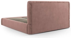 Różowe tapicerowane łóżko dwuosobowe ze schowkiem i stelażem 160x200 cm Colonel – Cosmopolitan Design