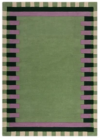 Zielono-fioletowy wełniany dywan tkany ręcznie 120x170 cm Kai Wool Border – Flair Rugs