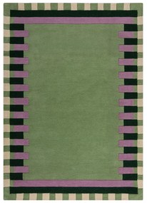 Zielono-fioletowy wełniany dywan tkany ręcznie 160x230 cm Kai Wool Border – Flair Rugs