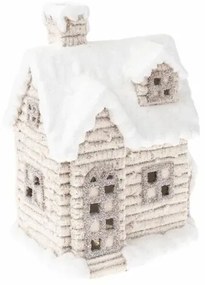 Świąteczna dekoracja Zaśnieżony domek na świeczkę tea light, 25 x 36 x 18 cm