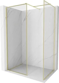 Mexen Kioto-F ścianka prysznicowa Walk-in z ramką 155 x 100 cm, transparent 8 mm, złota szczotkowana - 800-155-202-04-55-100