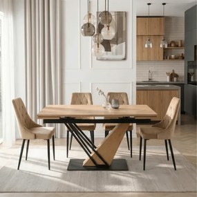 Stół Rozkładany Prostokątny REX 160-220 cm Dąb/Czarny Loft