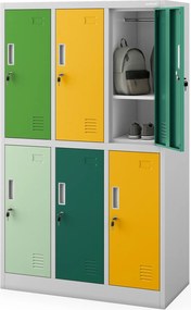 Kolorowa szatnia szkolna 6-skrytkowa Igorek 90x45x150 cm