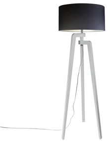 Lampa podłogowa trójnóg biała z kloszem 50 cm czarny - Puros Nowoczesny Oswietlenie wewnetrzne