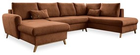 Ceglasta rozkładana sofa w kształcie litery "U" Miuform Scandic Lagom, prawostronna