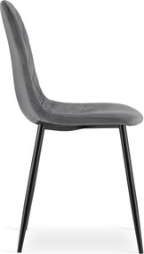 PROMOCJA Ciemnoszare aksamitowe krzesło ASTI z czarnymi nogami II. jakość