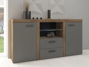 Komoda RENA 2D2S + półka - dąb lefkas | grafit