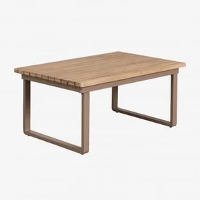 Prostokątny Stolik Kawowy Do Ogrodu 90x60 Cm Z Aluminium I Drewna Akacjowego Giselle Szary Kret - Sklum